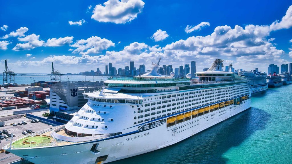 Cruise ship at a port