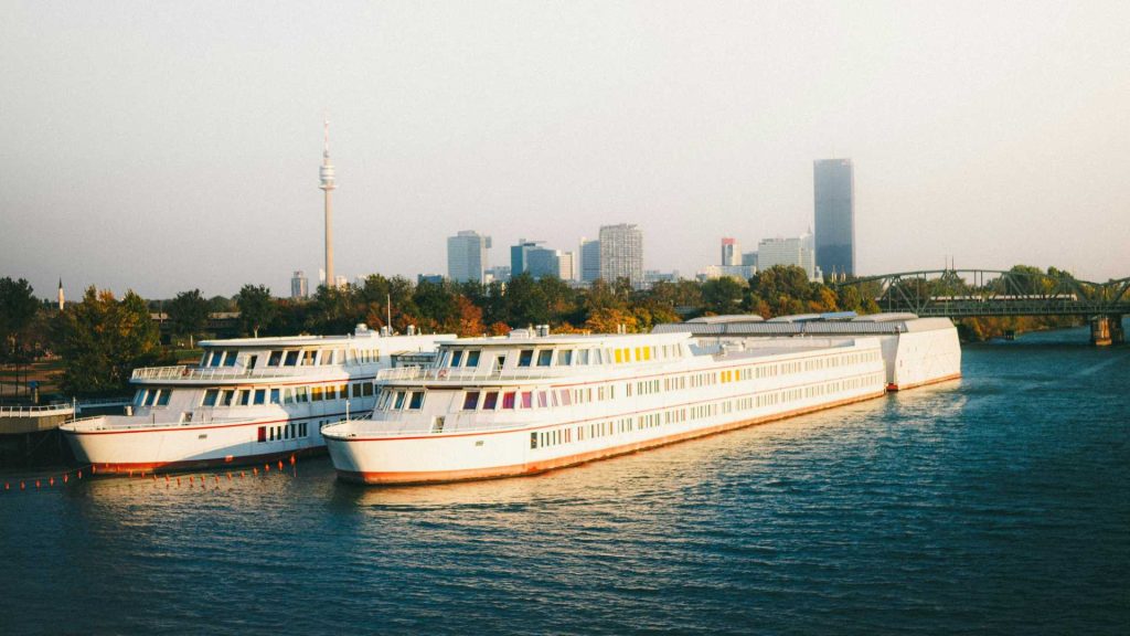 Two river cruise ships