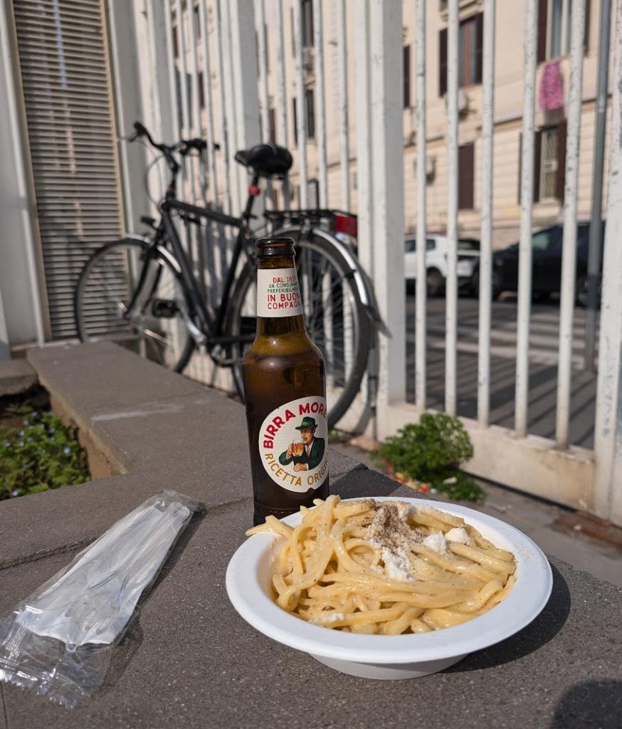 Beer and pasta in Rome